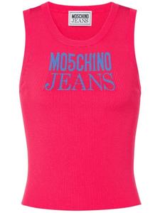 MOSCHINO JEANS топ в рубчик с логотипом, розовый