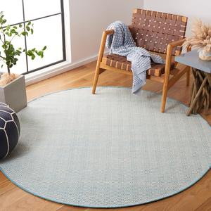 Ковер SAFAVIEH, 183 x 183 см, Vermont Collection, Teal & Ivory, ручной работы, фактурная шерсть, подходит для помещений с высокой проходимостью в гостиной, спальне (VRM902J)