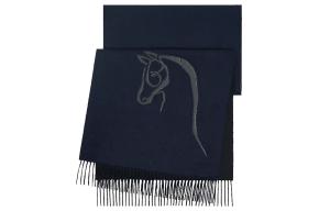 HERMES Шерстяной шарф мужской, Ocean Blue/Black