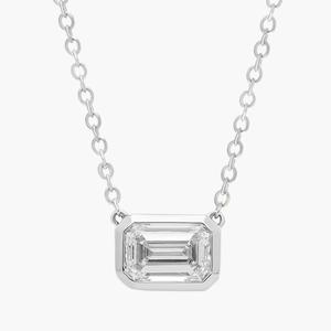 Подвеска East West с выращенными в лаборатории бриллиантами изумрудной огранки из белого золота 14 карат (1 карат, двойной - FG / VS2-SI1) Blue Nile