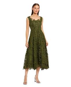 Женское миди-платье без рукавов с вышивкой и кружевом, А-силуэта Mac Duggal, Army green