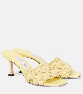 Chara 70 плетеные мюли из рафии Jimmy Choo, Lemon/Lemon