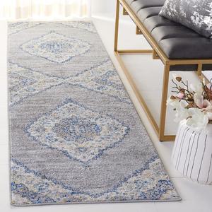 Ковер-дорожка SAFAVIEH, 69 x 244 см, Madison Collection, Light Grey & Blue, дизайн Boho Chic с медальонами, без линьки и простой в уходе, идеален для помещений с высокой проходимостью в гостиной, спальне (MAD153F)
