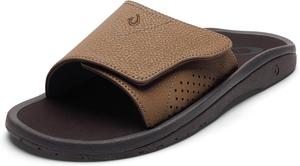 Мужские сандалии слайд OLUKAI Nalu Slide, водостойкие, с регулируемыми ремешками, легкие и прочные, комфорт и поддержка на весь день, коричневый