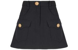 Мини-юбка с логотипом на пуговице BALMAIN, черный