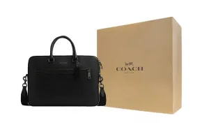 COACH Кожаный портфель через плечо мужской черный