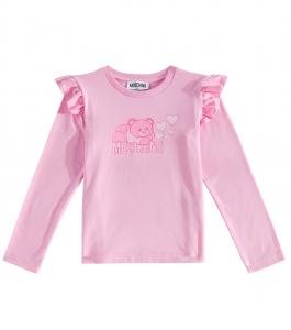 Топ из хлопковой смеси с принтом Moschino Kids, Begonia Pink