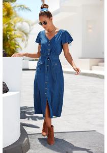Женское платье LASCANA с застежкой на пуговицы, Denim