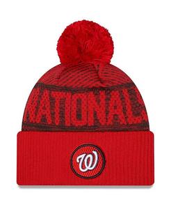 Мужская красная спортивная вязаная шапка Washington Nationals Authentic Collection с манжетами и помпоном New Era