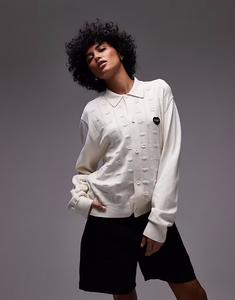 Вязаный кардиган Carhartt WIP Drewe с логотипом в виде сердца белого цвета