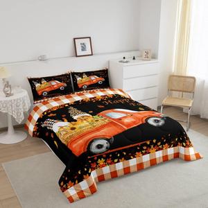 Erosebridal Комплект постельного белья Happy Fall Y'All с тематикой осени, тыкв и гномов, из мягкого хлопка, Multi 08