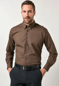 Рубашка с длинными рукавами, минималистичным воротником на пуговицах, современного кроя. Jp1880, Coffee