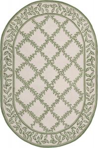 Ковер SAFAVIEH, 138 x 199 см, Chelsea Collection, овальный, Ivory & Light Green, ручного плетения French Country Wool, идеален для помещений с высокой проходимостью в гостиной, спальне (HK230B)