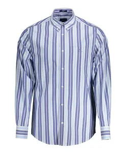 Синяя рубашка с длинными рукавами на пуговицах Gant, синий