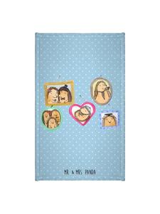 Mr. & Mrs. Panda Полотенце с изображением семейства ежиков, без надписи, пастельно-голубого цвета