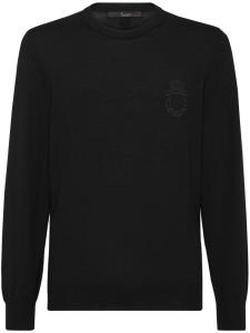 Billionaire шерстяной джемпер с вышитым логотипом, черный