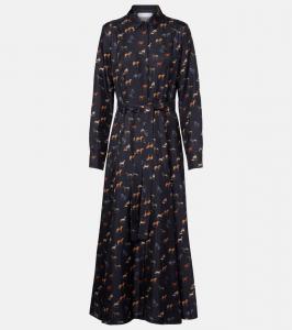 Шелковое платье-рубашка galway с поясом Gabriela Hearst, Dark Navy Multi