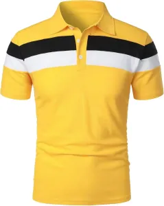 Мужская поло Casual Relaxed Fit Color Block Moisture Wicking