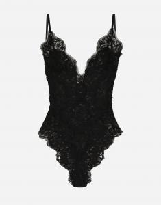 Боди из тюля и кружева шантильи Dolce & Gabbana, черный