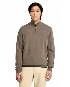 Мужской джемпер из мериносовой шерсти с полу-молнией Timberland, светло-коричневый