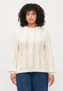 Джемпер ONLY Carmakoma RUBINA CABLE O NECK , Whitecap Gray/Off-White