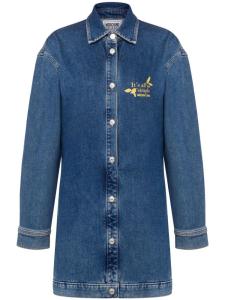 MOSCHINO JEANS платье-рубашка с вышитой надписью, синий