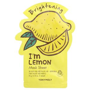 TonyMoly, I'm Lemon, осветляющая тканевая маска, 1 шт., 21 г (0,74 унции)