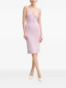 Платье миди с V-образным вырезом и эффектом повязки Hervé Léger, розовый