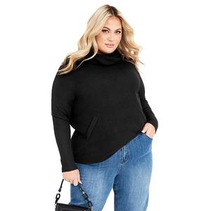 Женский свитер с воротником-стойкой прилегающего кроя plus size ash Avenue, Black
