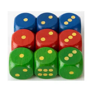 d6 Дерево – Ассорти с золотом (с крапинками) (9), Dice - Wood (Koplow)