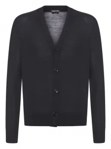 Шерстяной кардиган с V-образным вырезом Tom Ford, черный