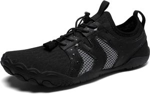 Мужские водные кроссовки для походов по пляжу, быстро сохнущие босоножки для плавания, серфинга, трейлового бега, нескользящие обувь с дренажем - легкая спортивная обувь для улицы и тренажерного зала Qacksv, черный
