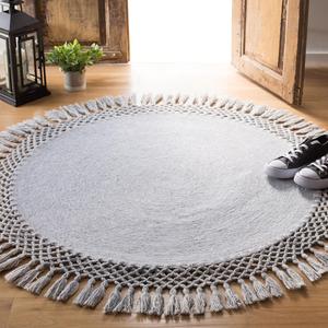 SAFAVIEH Sahara Collection ковер 92 x 92 см круглый Grey SAH490F ручной работы бохо с кисточками