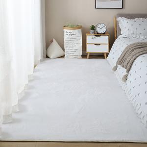 Budis Ковер 60х160 см из искусственного кроличьего меха, белый, для спальни или гостиной, утепленный, короткий ворс