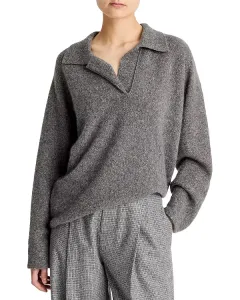 Кашемировый свитер с воротником-поло «летучая мышь» Donegal Vince, серый