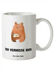 Кружка XL "Любовное письмо" с надписью "Медведь" белого цвета Mr. & Mrs. Panda