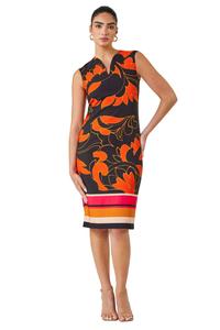 LIMITED Эластичное платье премиум-класса с цветочным принтом Roman, оранжевый