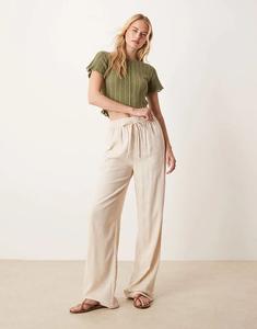 Брюки ASOS DESIGN Tall из льняной смеси в цвете «песок»