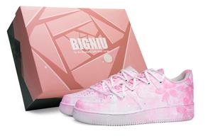 Nike Air Force 1 Unknown Flower Name Противоскользящие Лоу-топ Скейтбордские Кроссовки Унисекс Розовый Белый