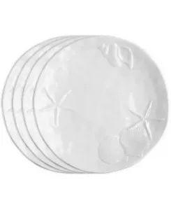 Меламиновые тарелки с изображением морской жизни, 11 дюймов, набор из 4 штук Q Squared, white