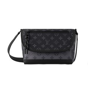 LOUIS VUITTON Кожаный наплечный рюкзак кроссбоди малого размера мужской черный