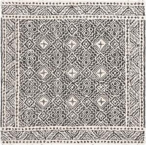 Ковер SAFAVIEH, 153 x 153 см, коллекции Micro-Loop — Black & Ivory, ручной работы из шерсти, идеально для гостиной, столовой, спальни (MLP803Z-5SQ)