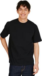 Футболка Hanes Beefy, короткие рукава, круглый вырез, 100% хлопок, бесшовный цельный крой, без этикетки, футболка с карманом Beefy, H5190, мужская, черный