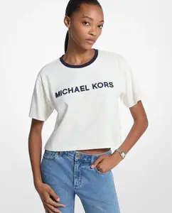 Женская хлопковая футболка с логотипом Michael Michael Kors, белый