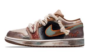 Air 1 Противоскользящие Износостойкие Низкие Винтажные Баскетбольные Кроссовки Мужские Тёмно-Коричневые Jordan