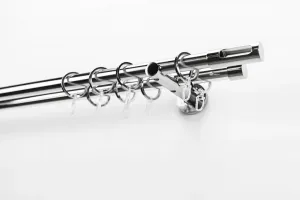 Карниз GARESA "EASY", 2 направляющие, желаемая длина, комплект для штор, выдвижной, торцевая заглушка. вырез М., алюминий, кольца м 65х390 см, Ø 20 мм, цвет chromfarben