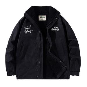 Вельветовая куртка Unisex Stand Collar утепленная и на флисе Jeep, p75jmwj419 черный