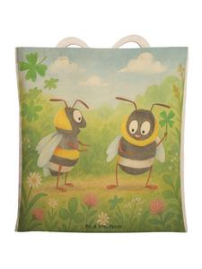 Mr. & Mrs. Panda Сумка-шоппер с изображением шмеля и клевера, без надписи, белого цвета