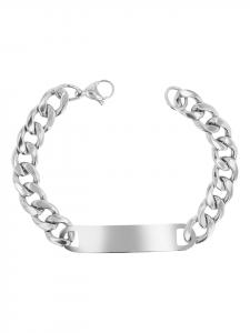Adeliás Браслет унисекс - браслет из нержавеющей стали в виде цепочки, 21 см, серебристый