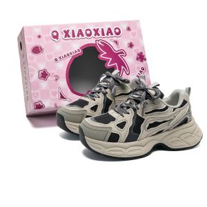 Женские кроссовки с амортизацией, противоскользящие, дышащие, поддерживающие, легкие, низкие, массивные Circle small, Gray